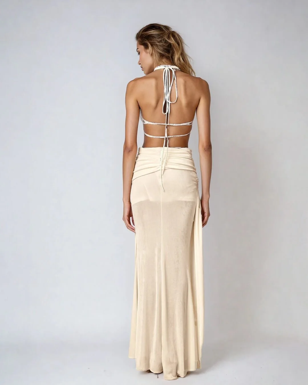 Elyse Halterneck Backless Maxi Dress - Image 3