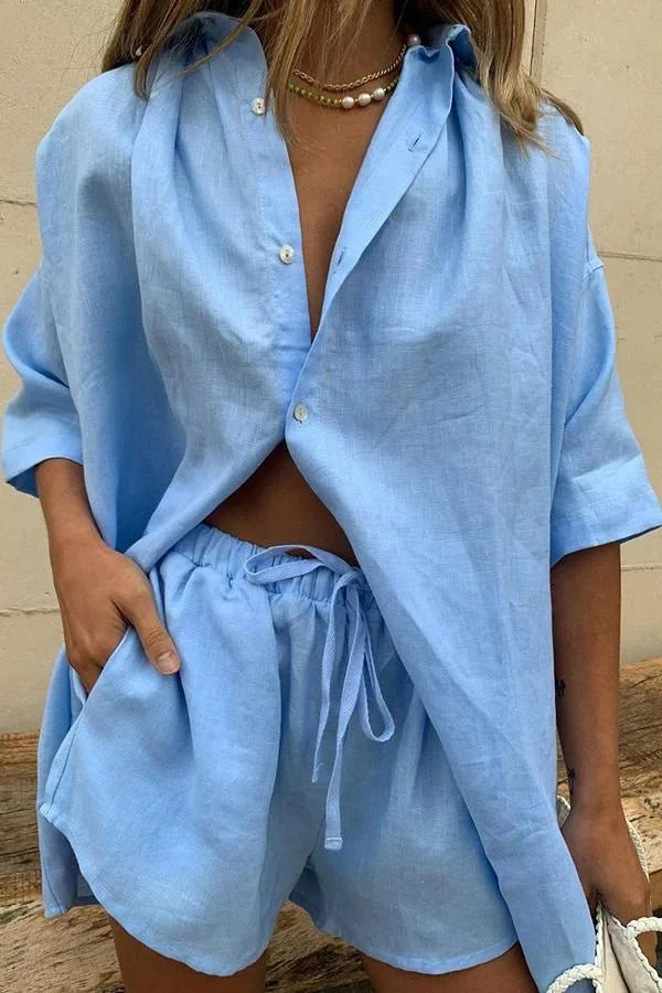 Erica Button-Down Blouse & Shorts Set - Image 4