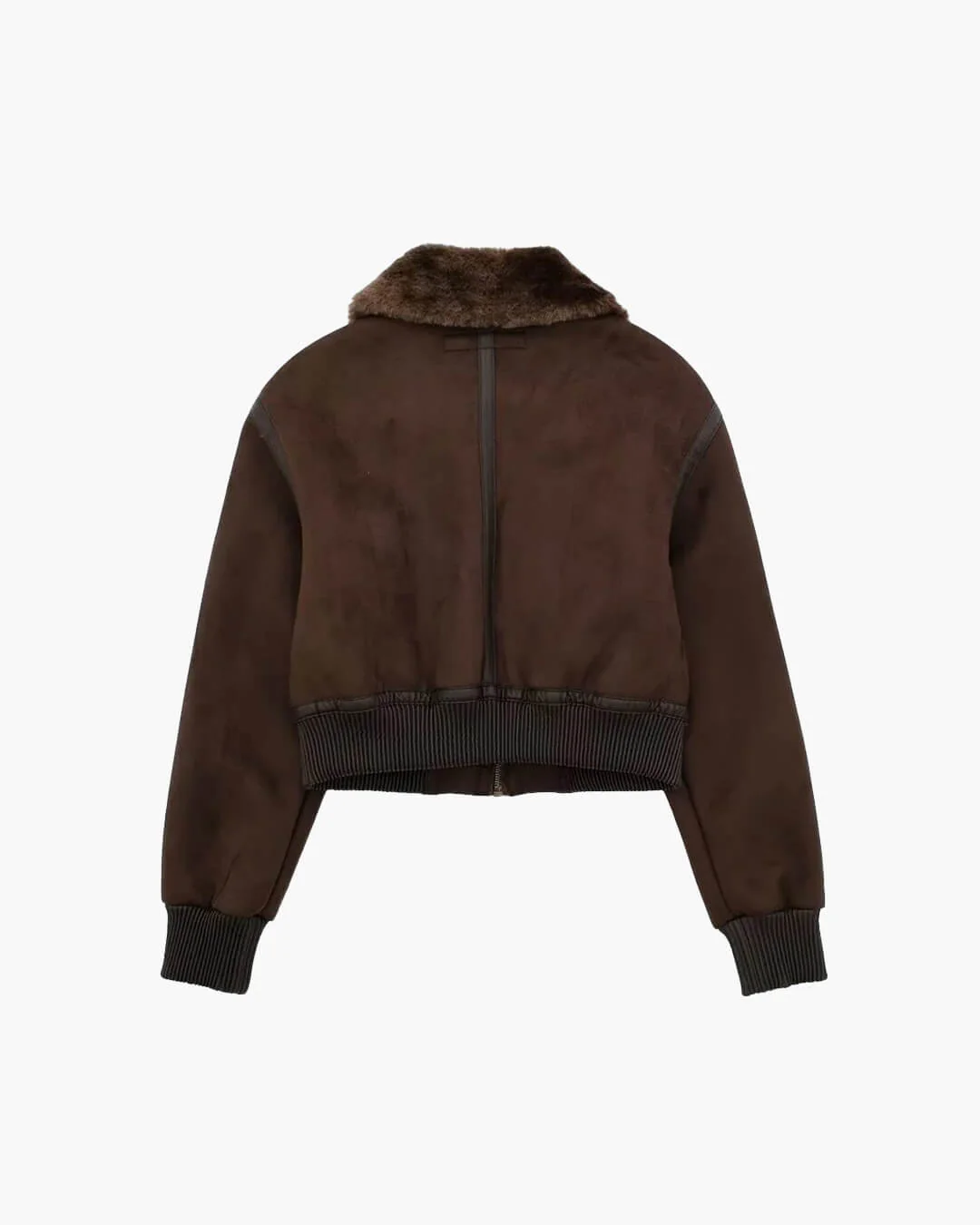 Esme Suede Short Bomber Jacket - Image 9