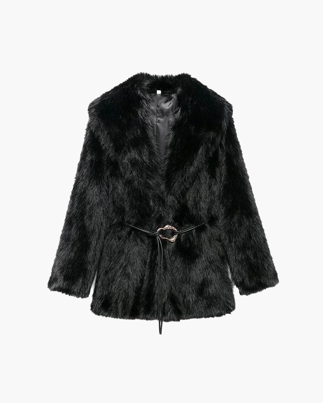 Faith Faux Fur Coat with Belt - Image 16