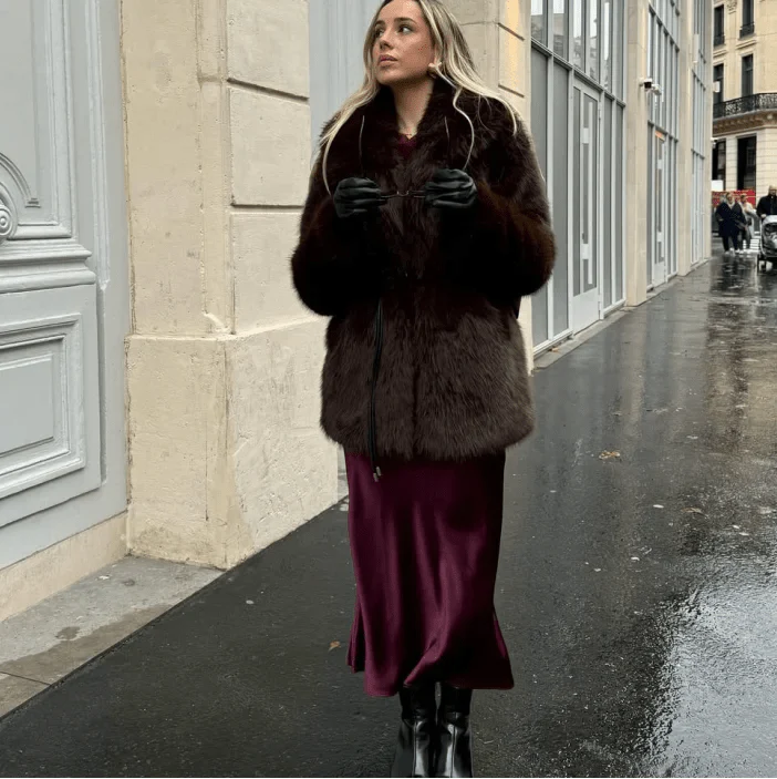 Faith Faux Fur Coat with Belt - Image 4