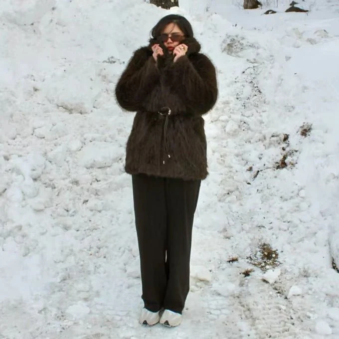 Faith Faux Fur Coat with Belt - Image 7
