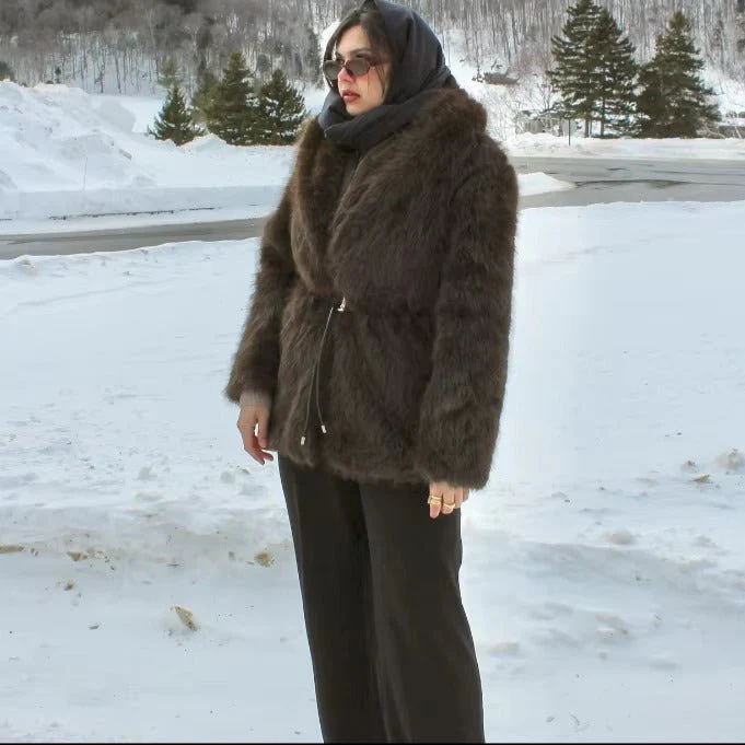 Faith Faux Fur Coat with Belt - Image 8