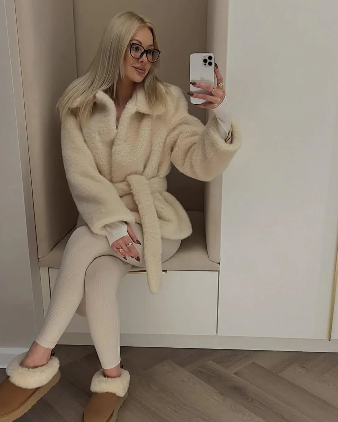 Farrah Faux Fur Coat with Belt - Image 6