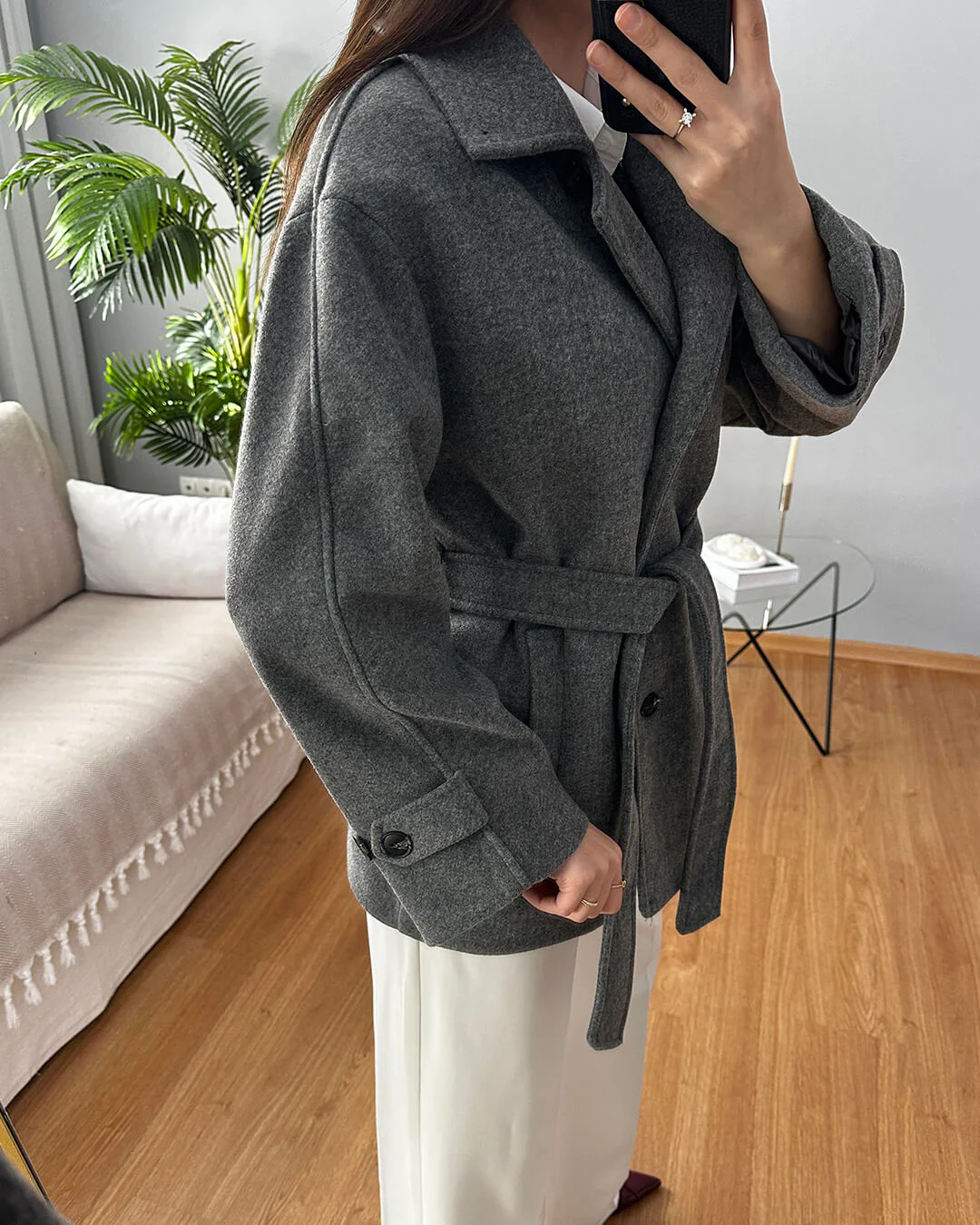 Felly Faux Wool Coat with Belt - Image 6