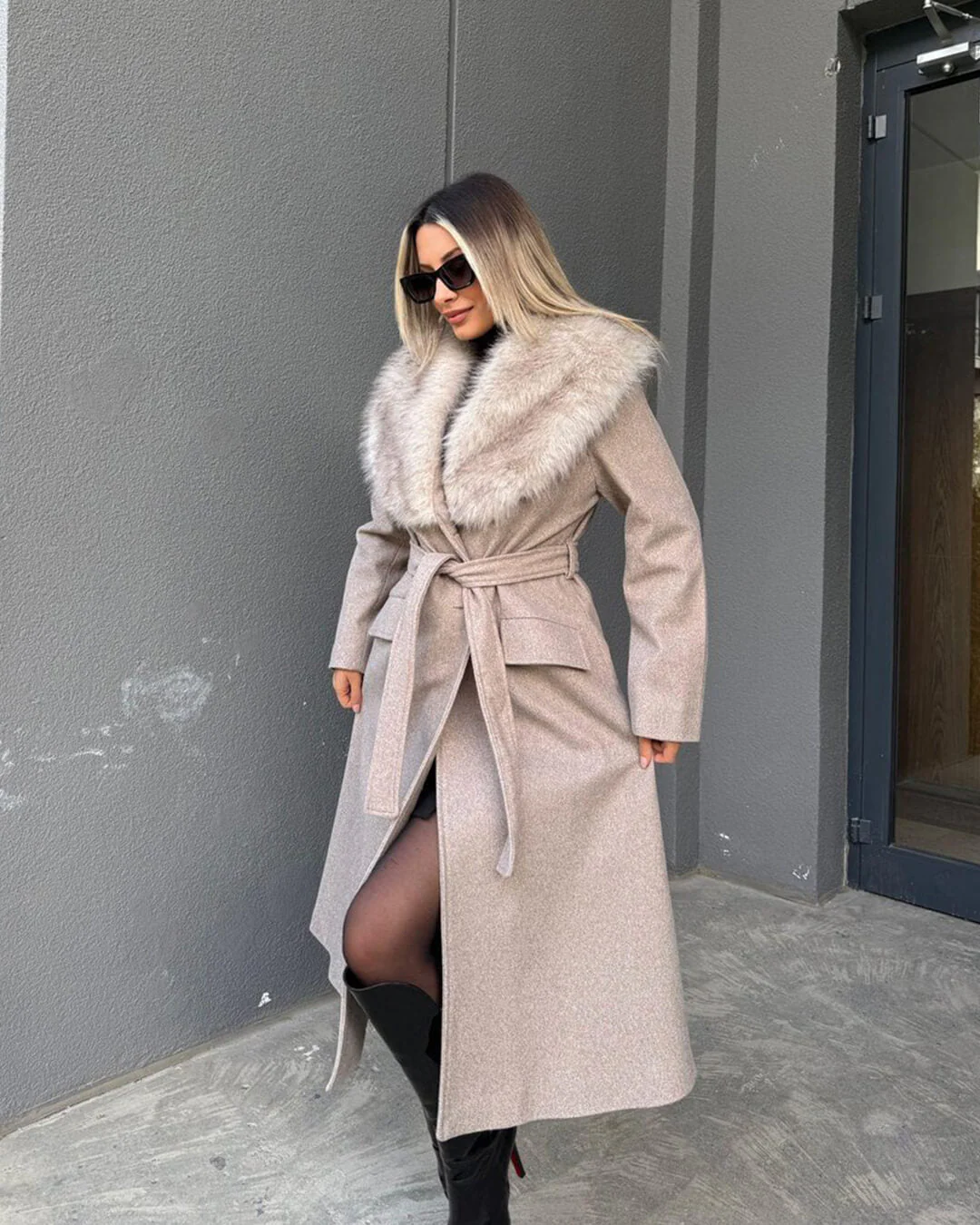 Flora Faux Fur Collar Maxi Coat - Image 3