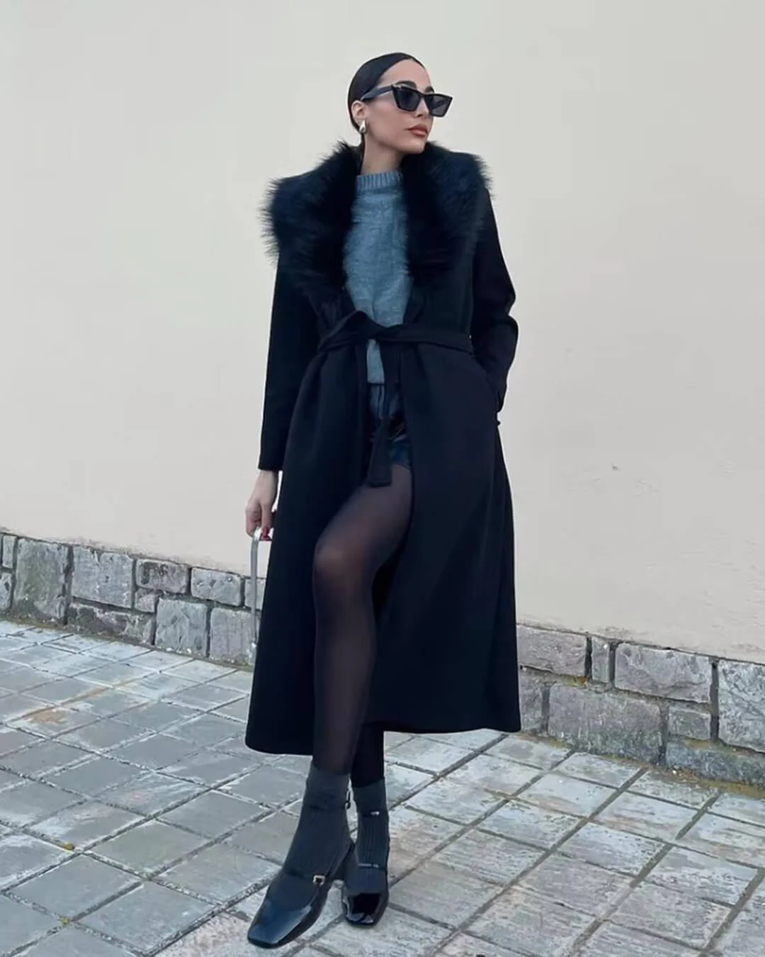 Flora Faux Fur Collar Maxi Coat - Image 9