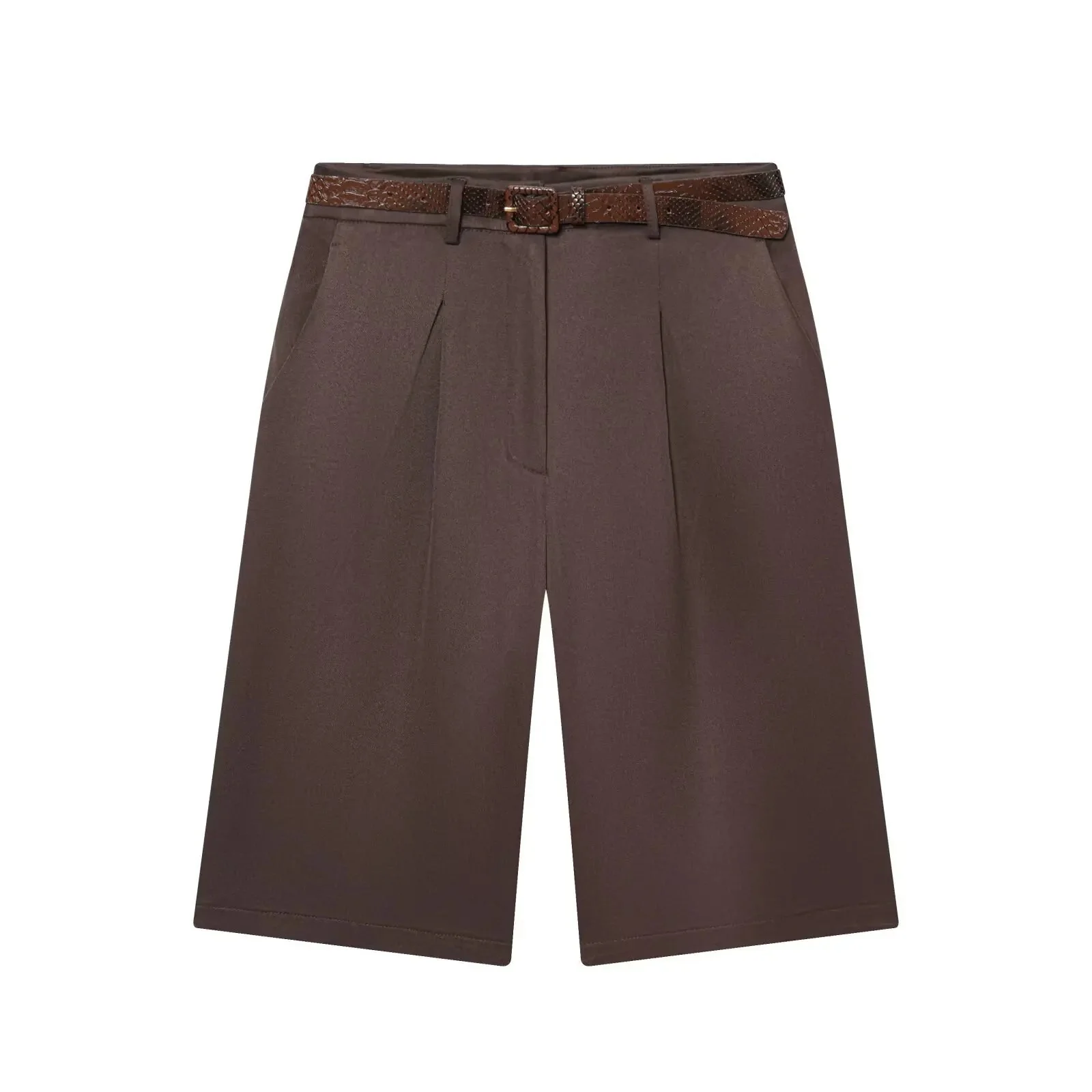 Florentine High Waist Bermuda Shorts with Belt - Image 4