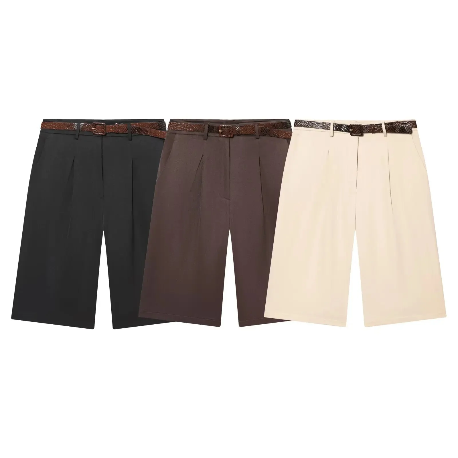 Florentine High Waist Bermuda Shorts with Belt - Image 5