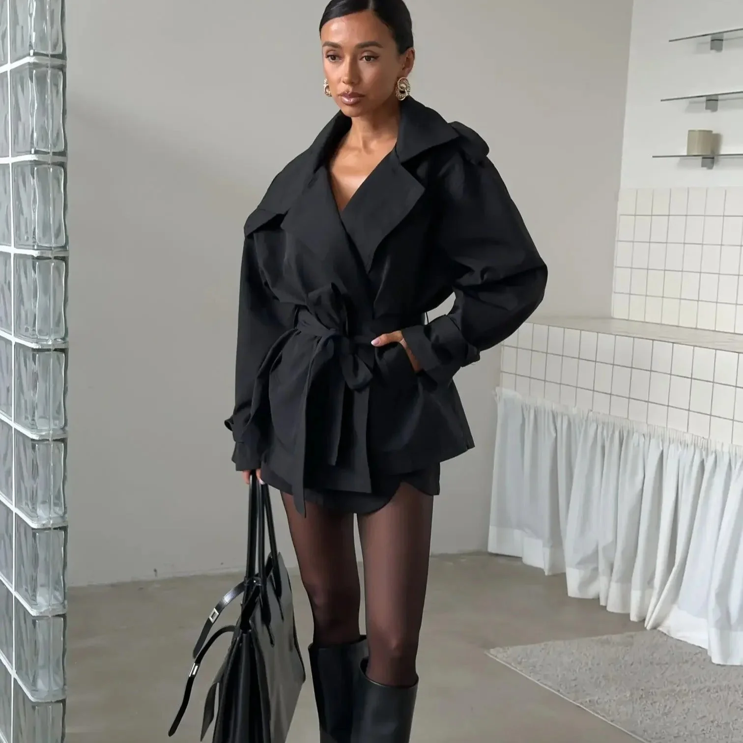 Hailey Crop Trench Coat - Image 10