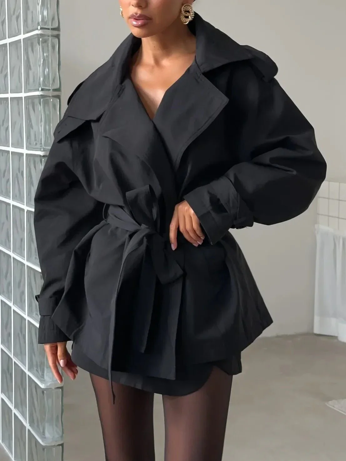 Hailey Crop Trench Coat - Image 11