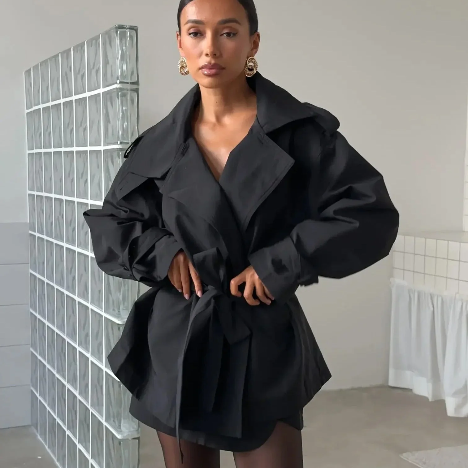 Hailey Crop Trench Coat - Image 12