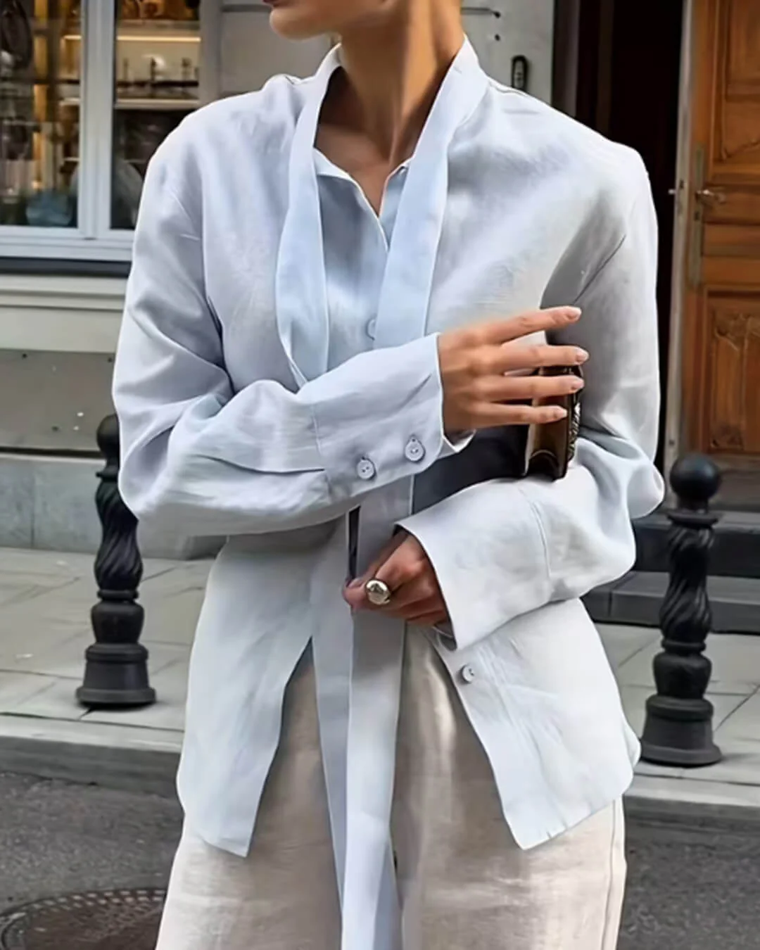Harper Back-Tie Long Sleeve Blouse - Image 2