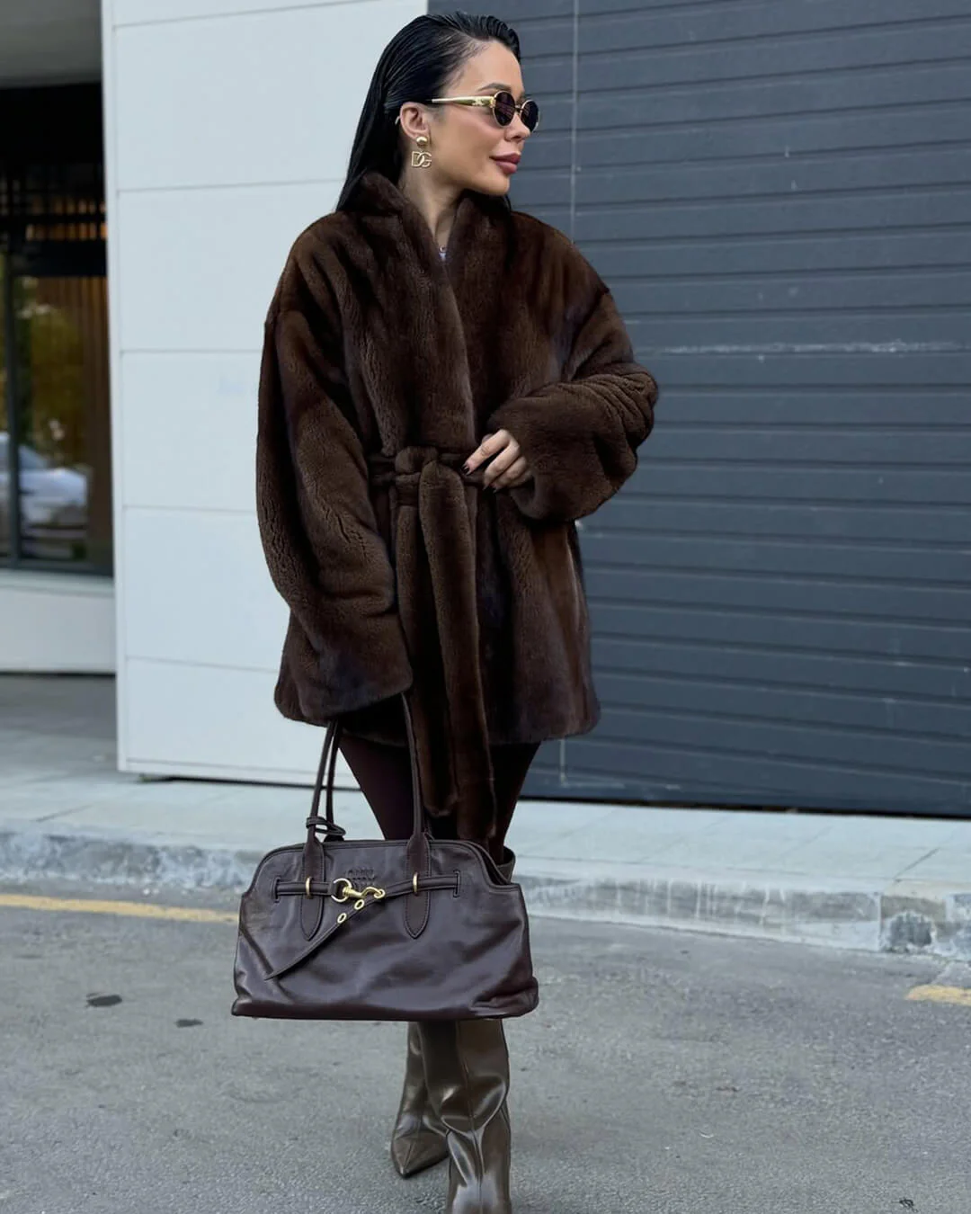 Hazel Belted Faux Fur Jacket - Image 6