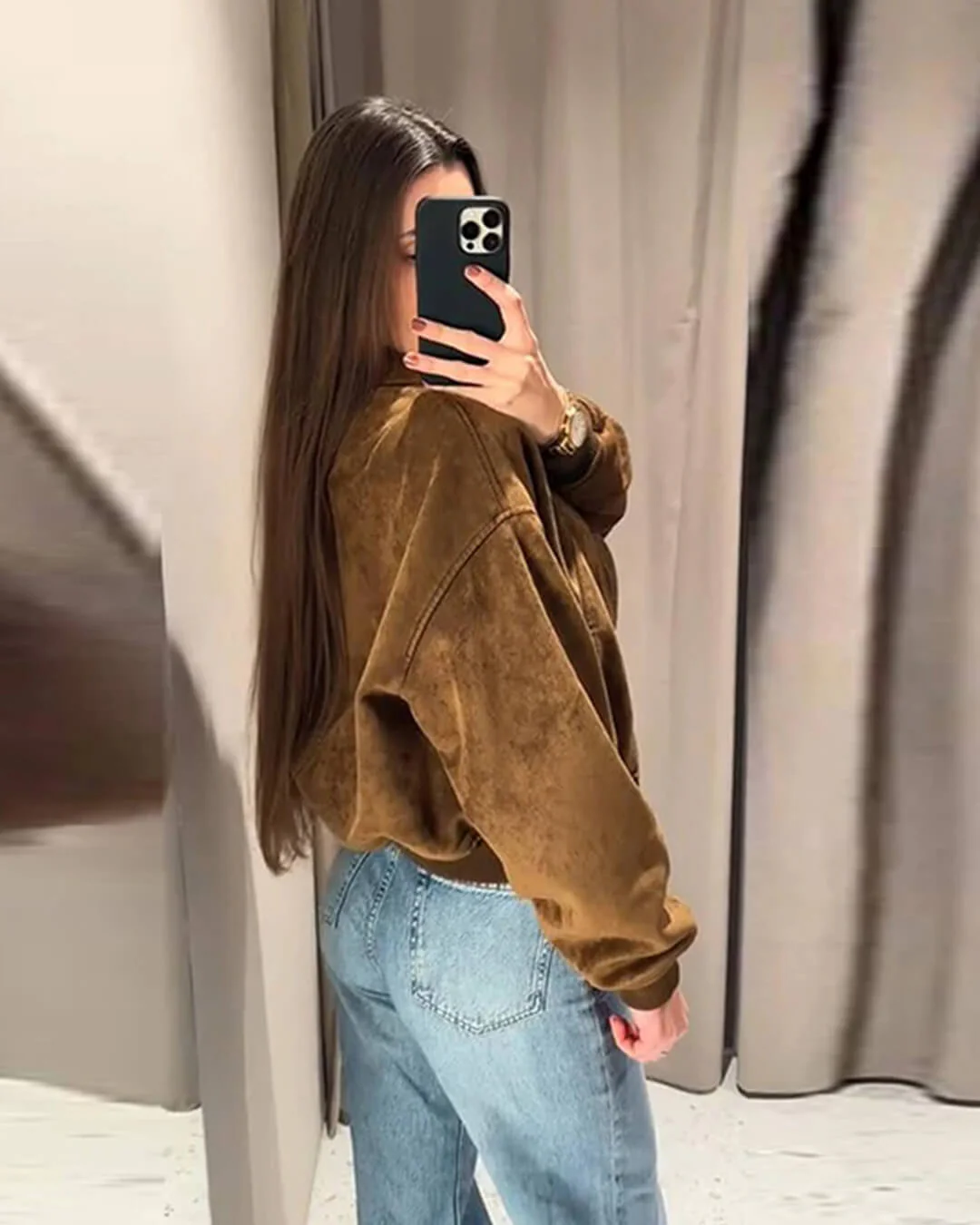 Heather Faux Suede Jacket - Image 9