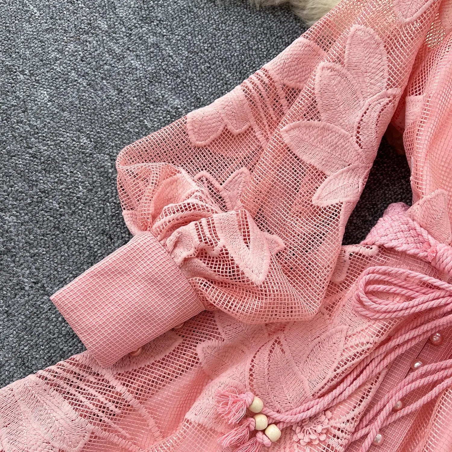 Hedy Embroidered Lace Belted Dress - Image 8