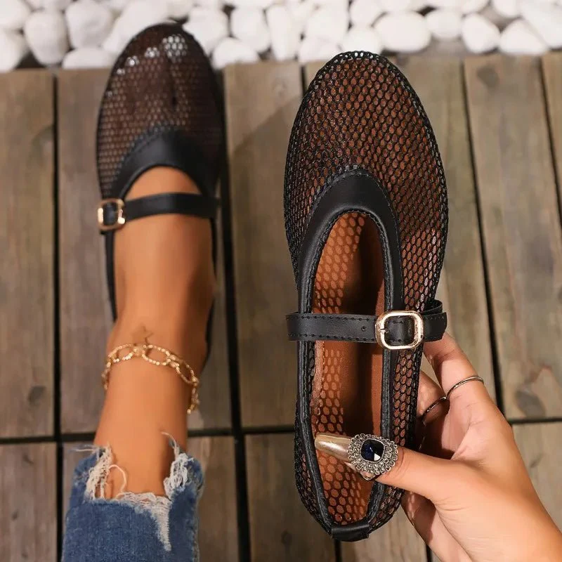 Hermione Mesh Mary Jane Ballet Flats - Image 3