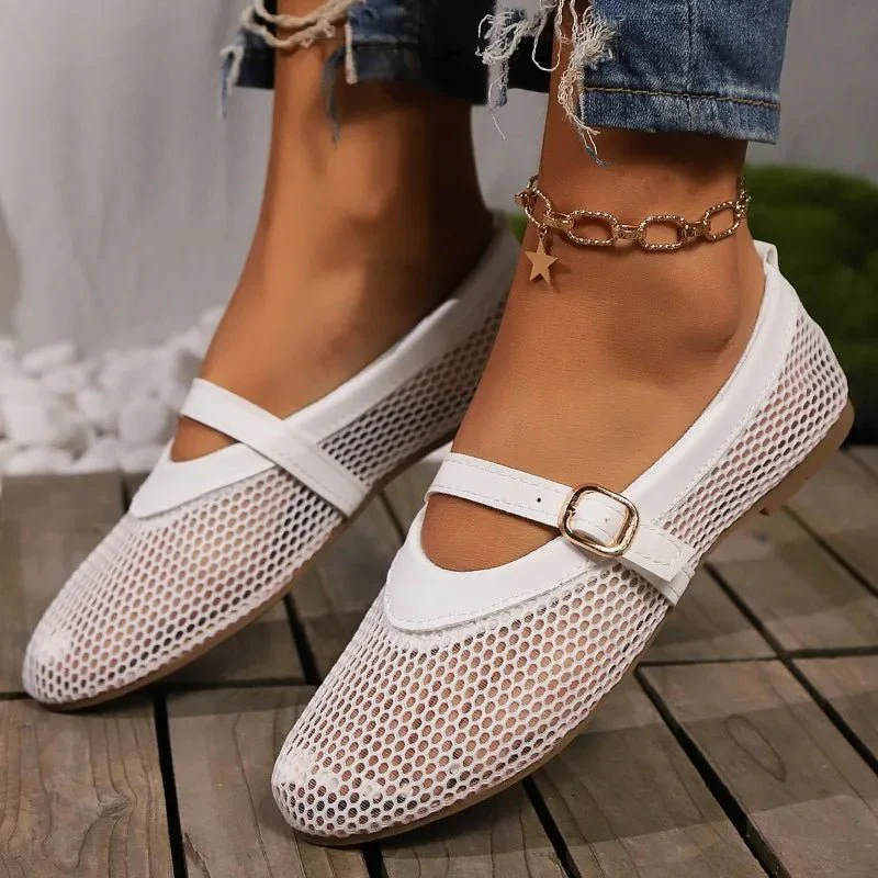 Hermione Mesh Mary Jane Ballet Flats - Image 4