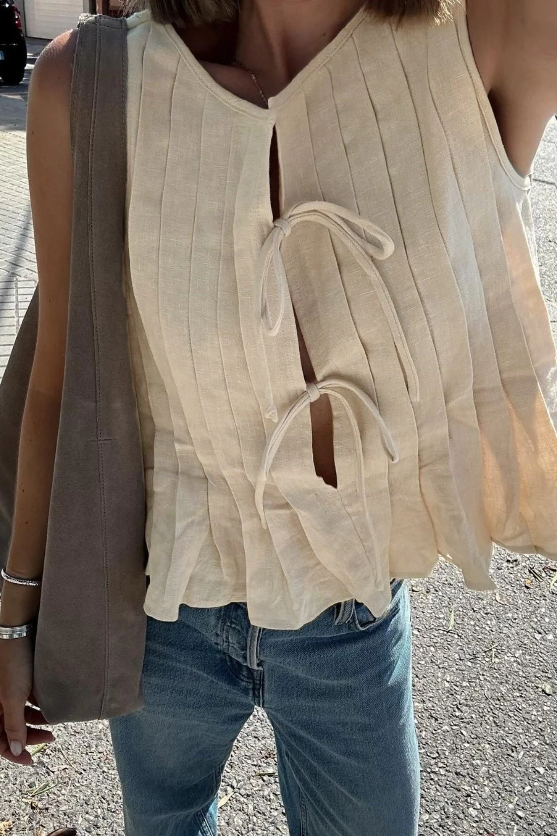 Honora Ruffle Hem Tie-Front Top - Image 3