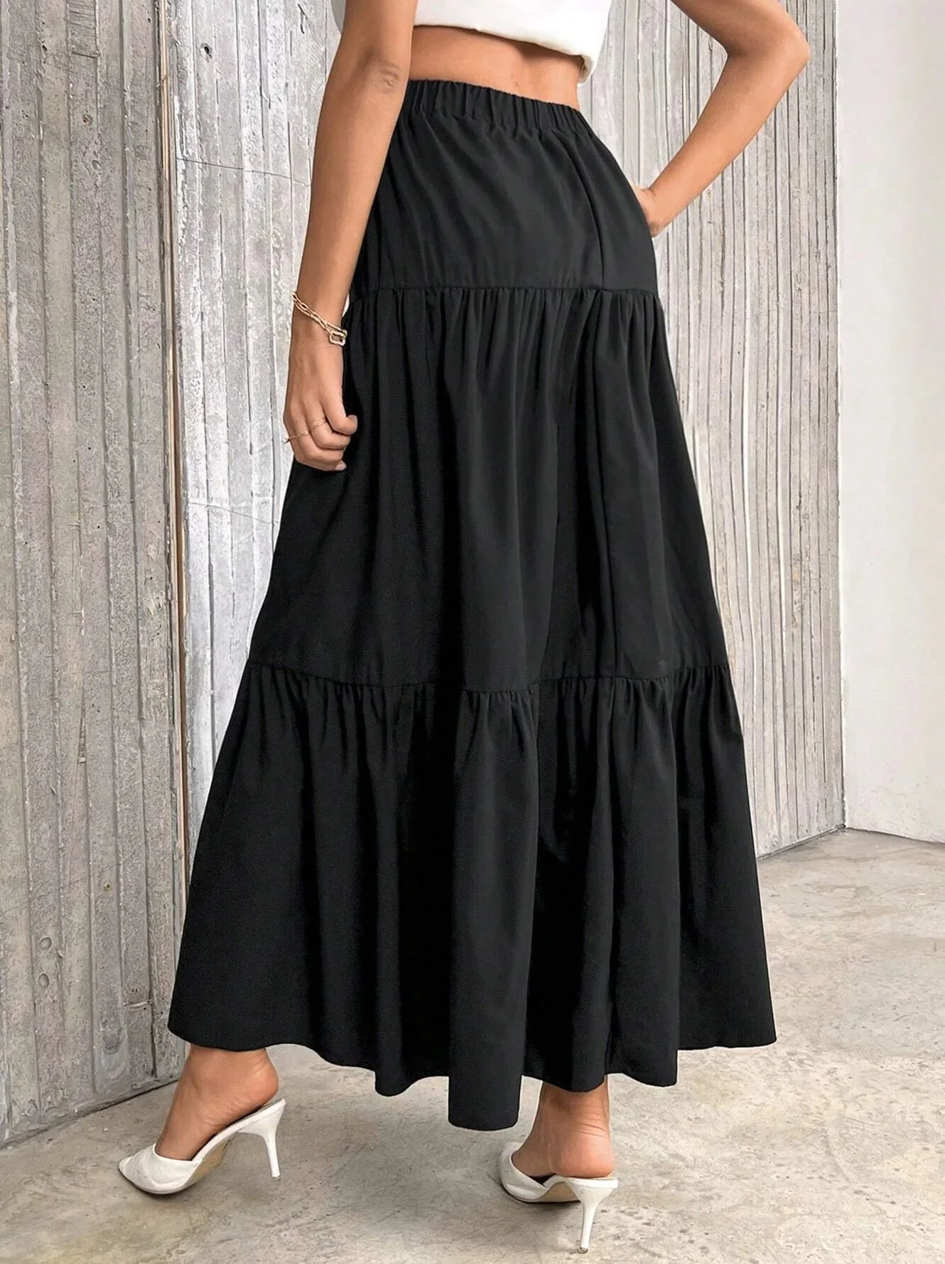 Idalia High Waist Flounce Hem A-Line Skirt - Image 2
