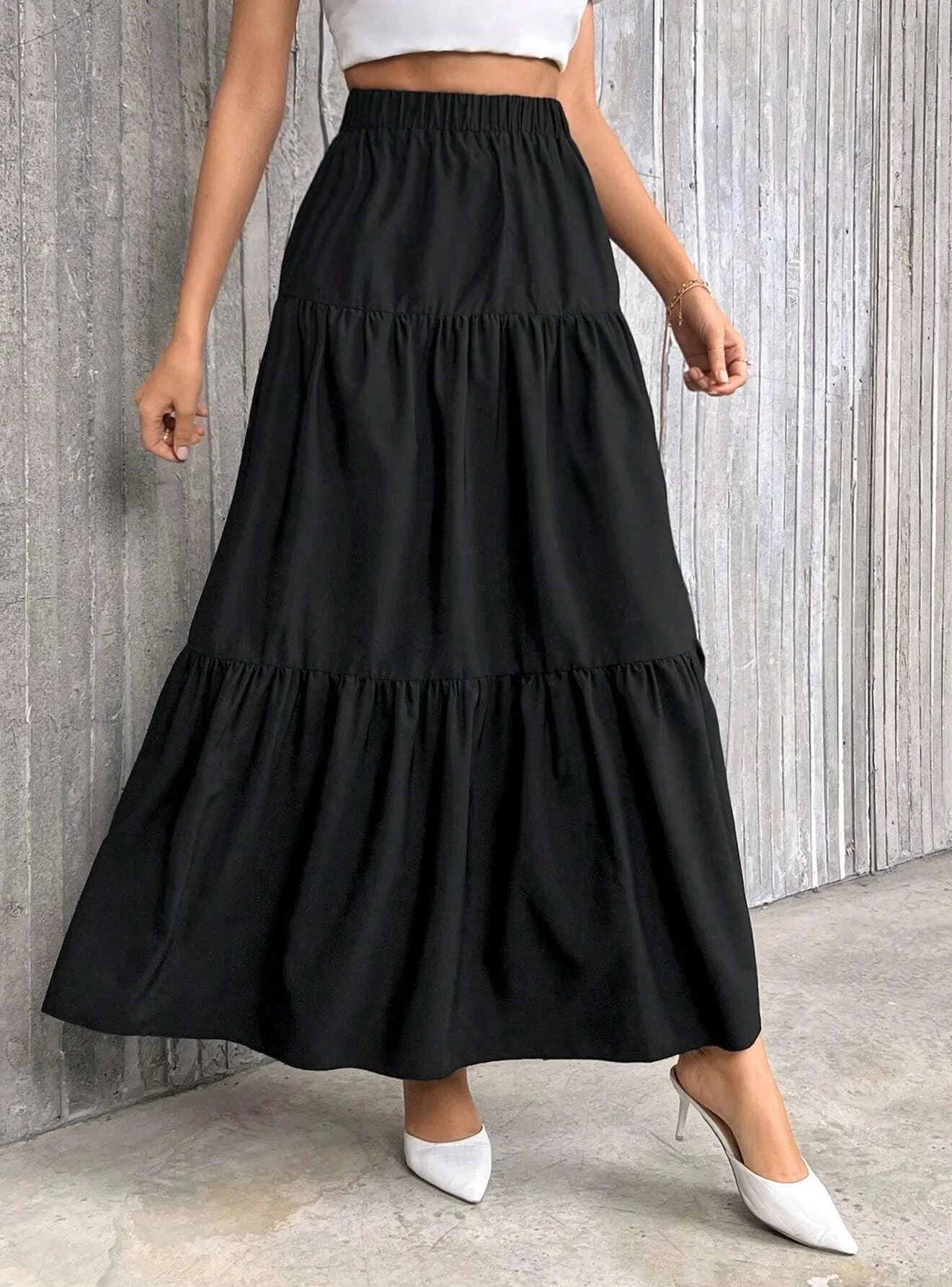 Idalia High Waist Flounce Hem A-Line Skirt - Image 4