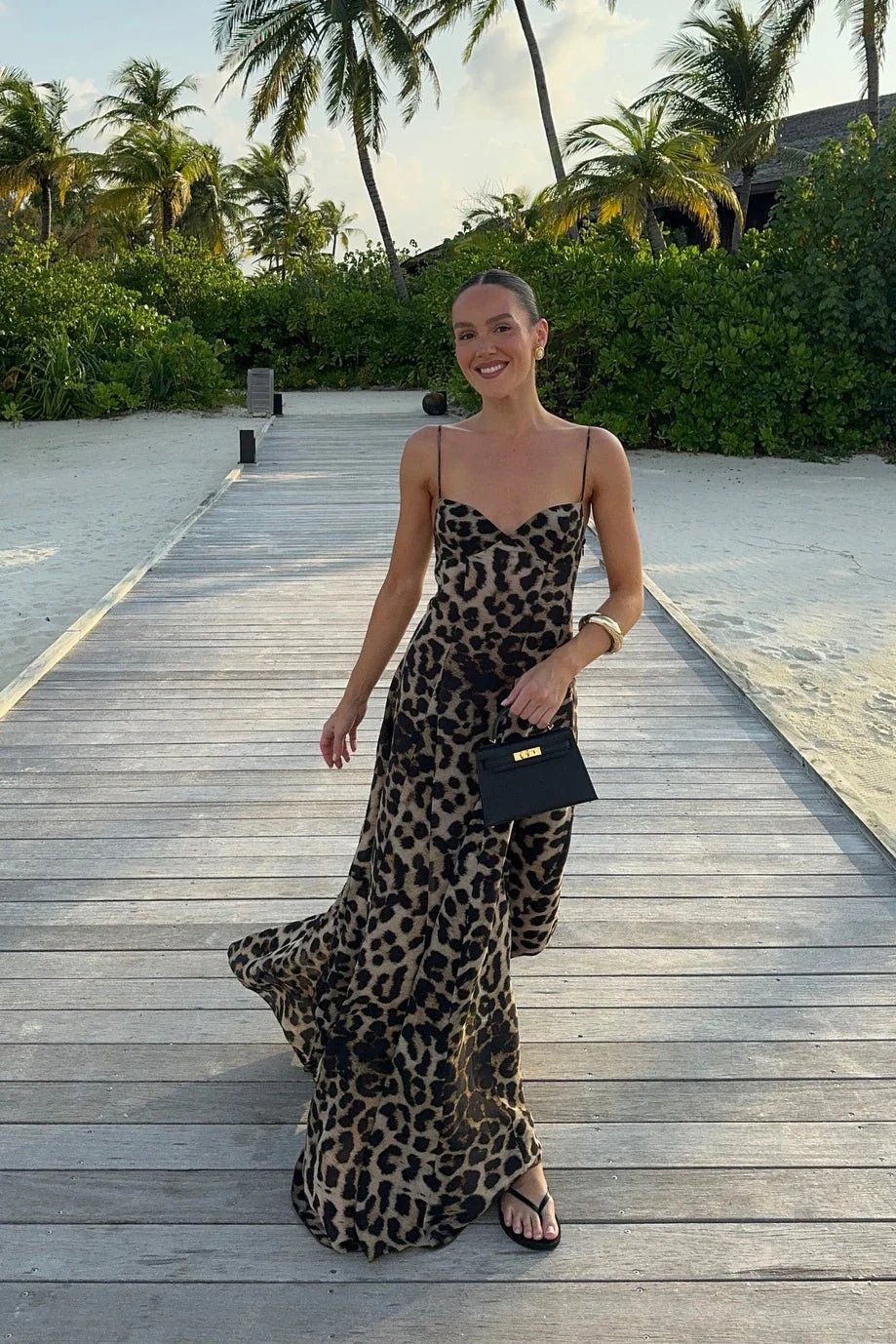 Imogen Leopard Print Spaghetti Strap Maxi Dress - Image 3