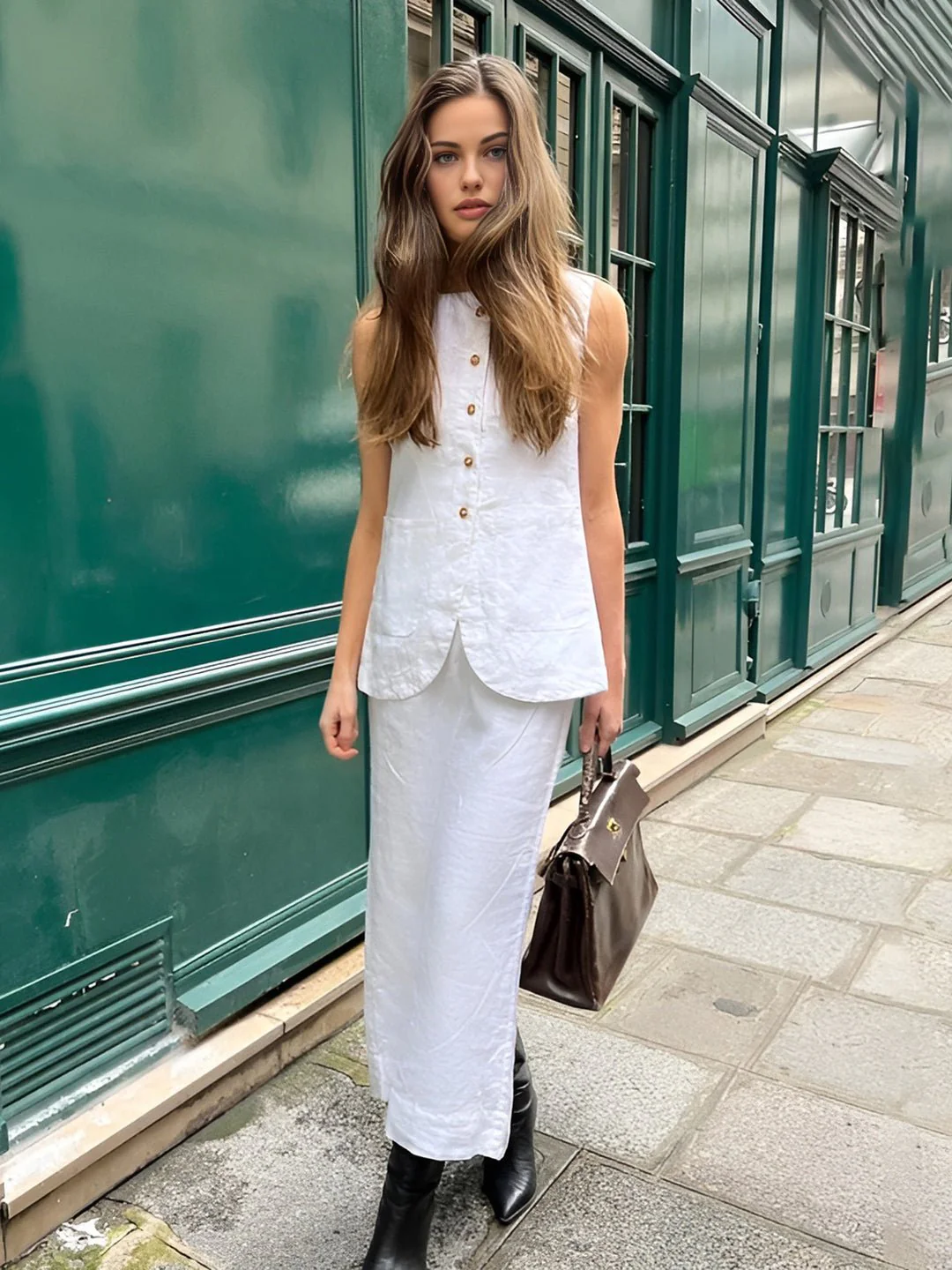 Irma Sleeveless Linen Set - Image 4