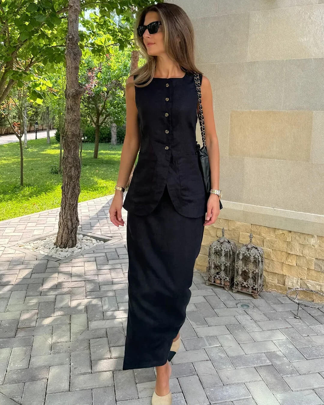 Irma Sleeveless Linen Set - Image 9