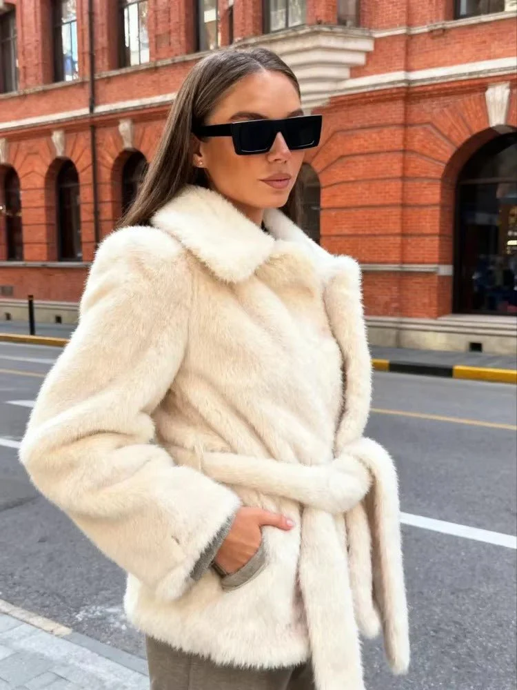 Isabelle Belted Faux Fur Coat - Image 2