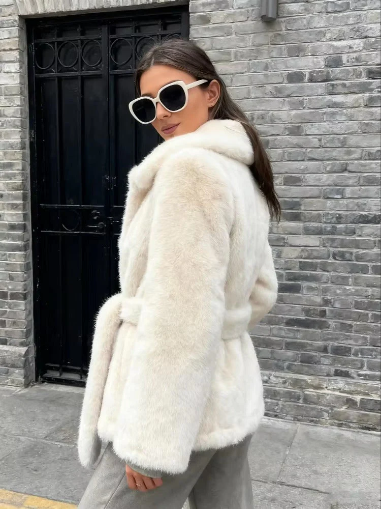 Isabelle Belted Faux Fur Coat - Image 4
