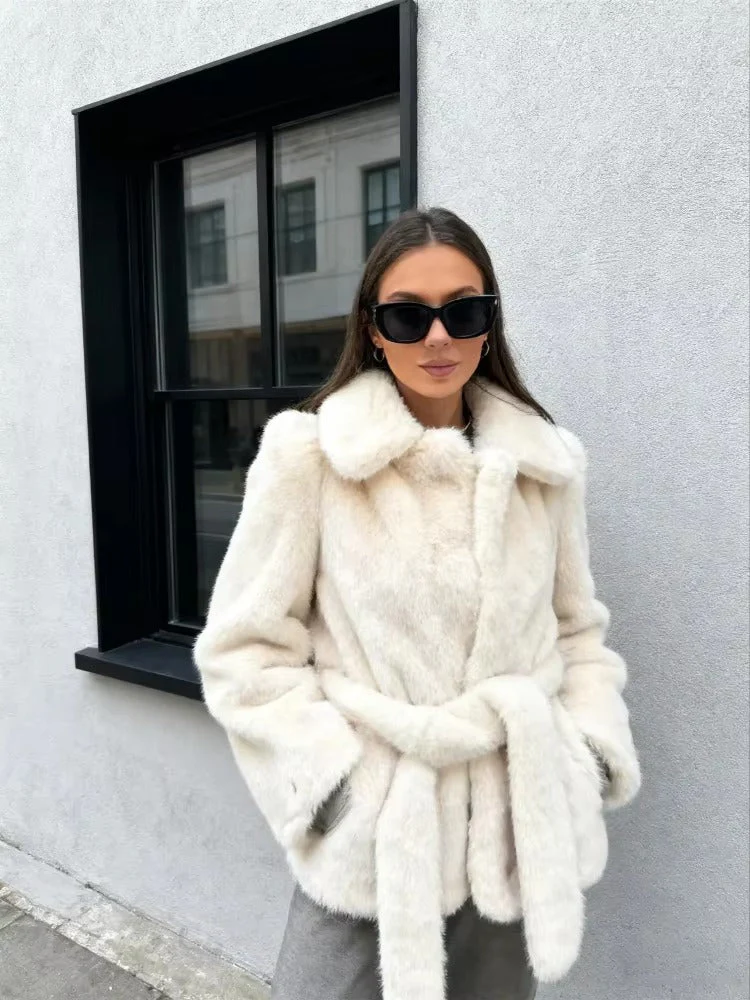 Isabelle Belted Faux Fur Coat - Image 5
