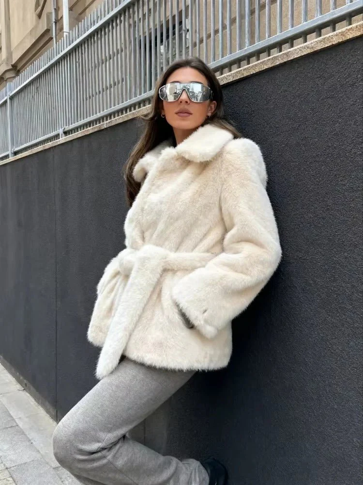 Isabelle Belted Faux Fur Coat - Image 7
