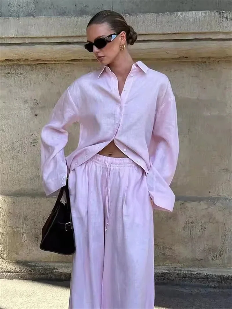 Ivanna Loose Blouse Wide Leg Pants Set - Image 2