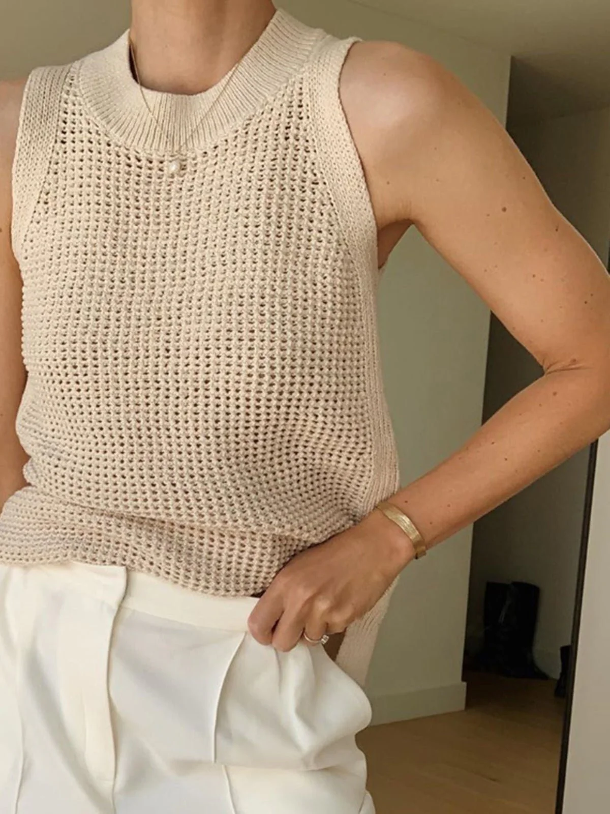 Jamilla Hollow Knit Tank Top - Image 2