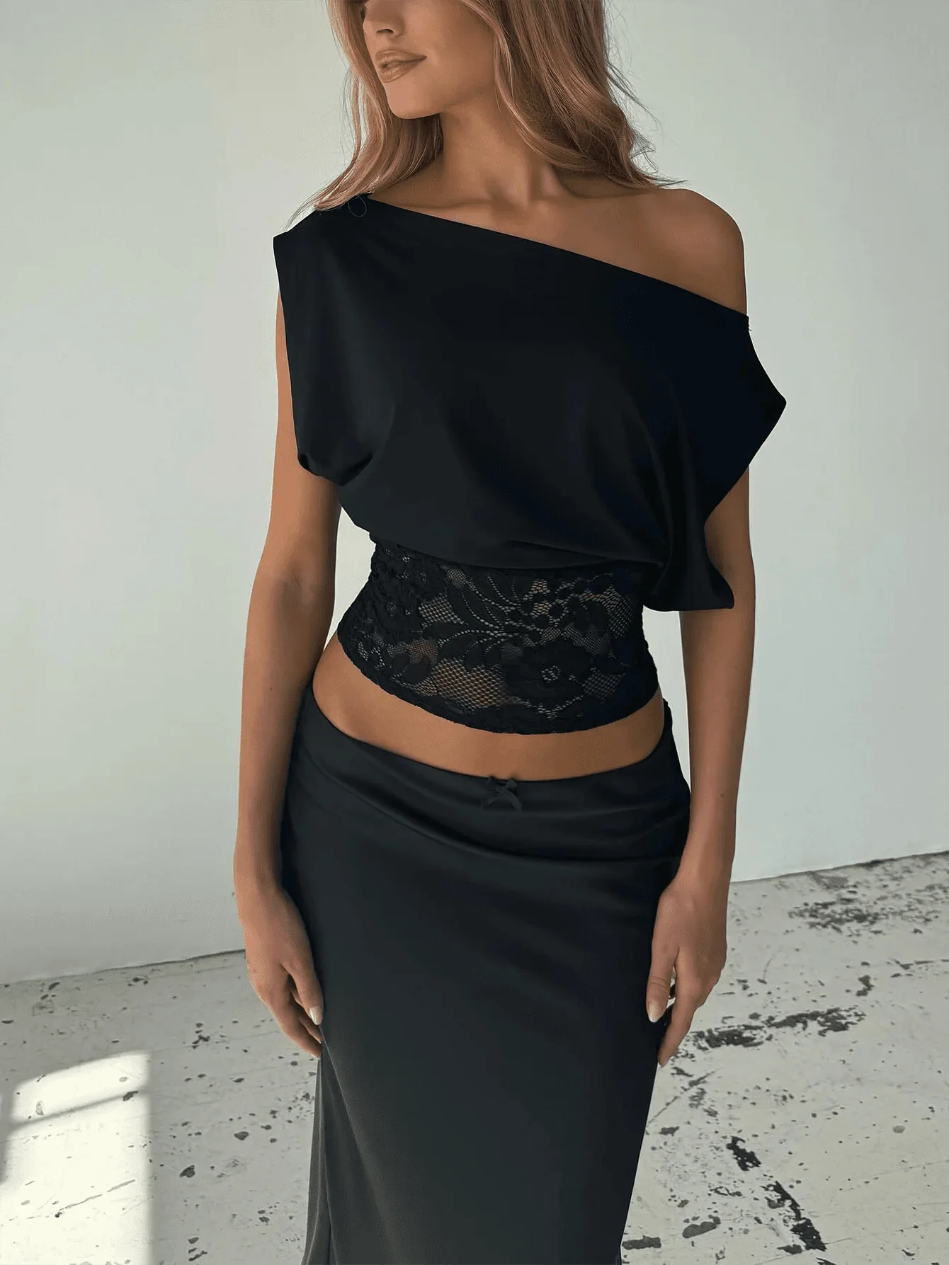Janella Inclined Shoulder Lace Top - Image 6