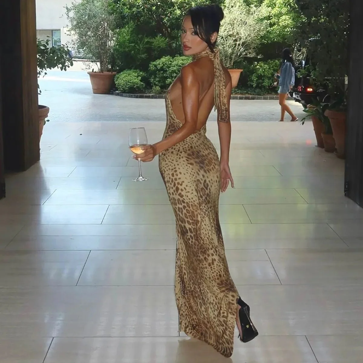 Janice Leopard Halter Maxi Dress - Image 5