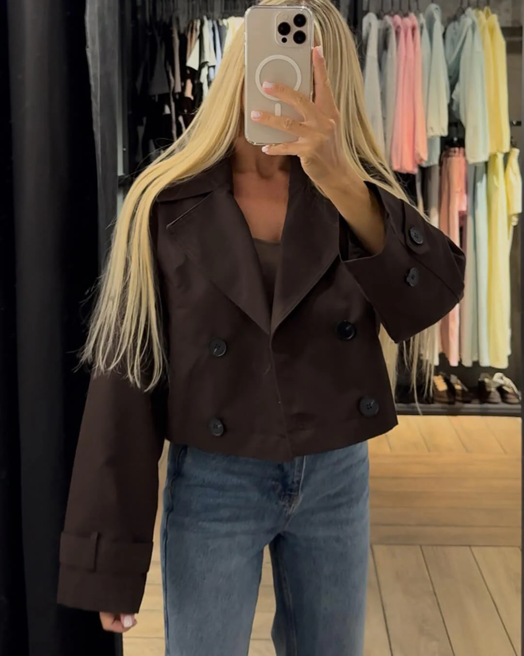 Janice Cropped Trench Coat - Image 10
