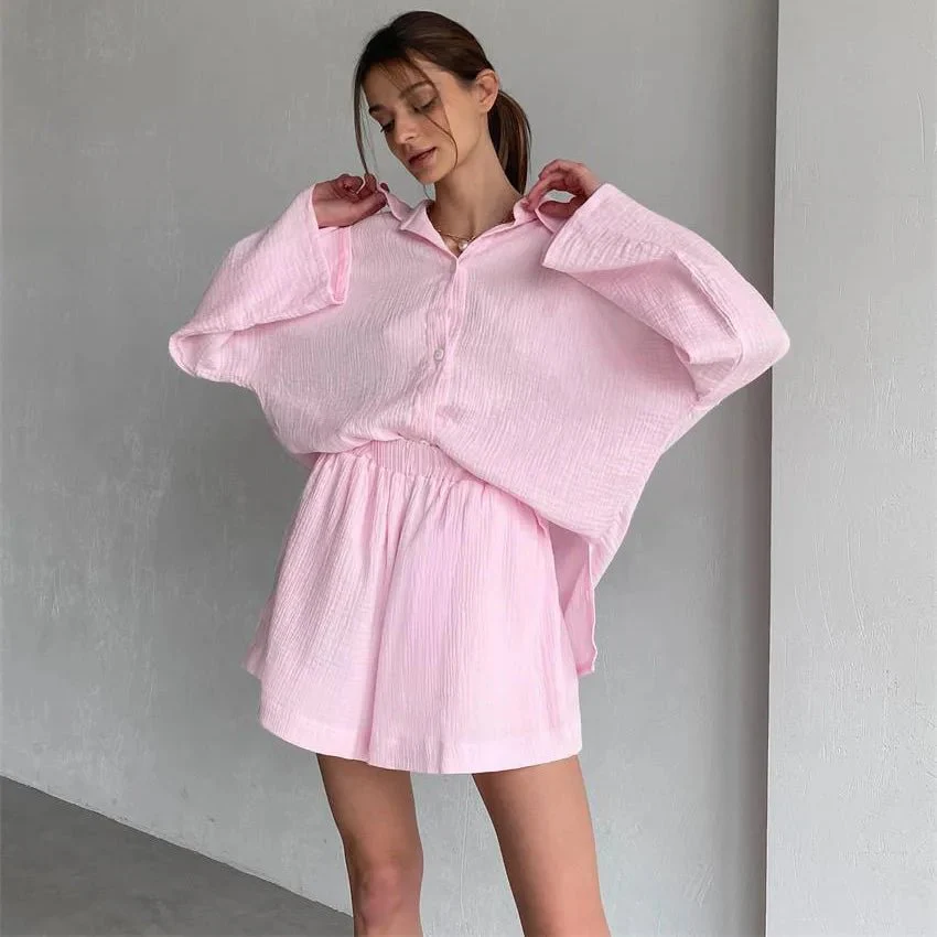 Jenna Loose Long Sleeve & Shorts Set