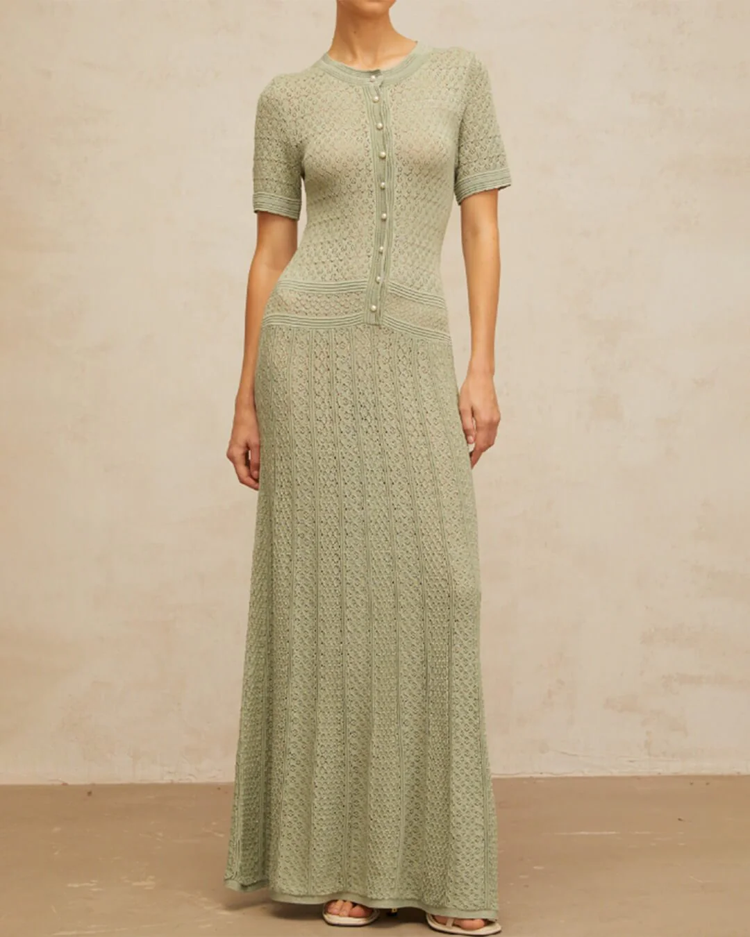 Jeriza Knitted Half-Button Midi Dress - Image 4