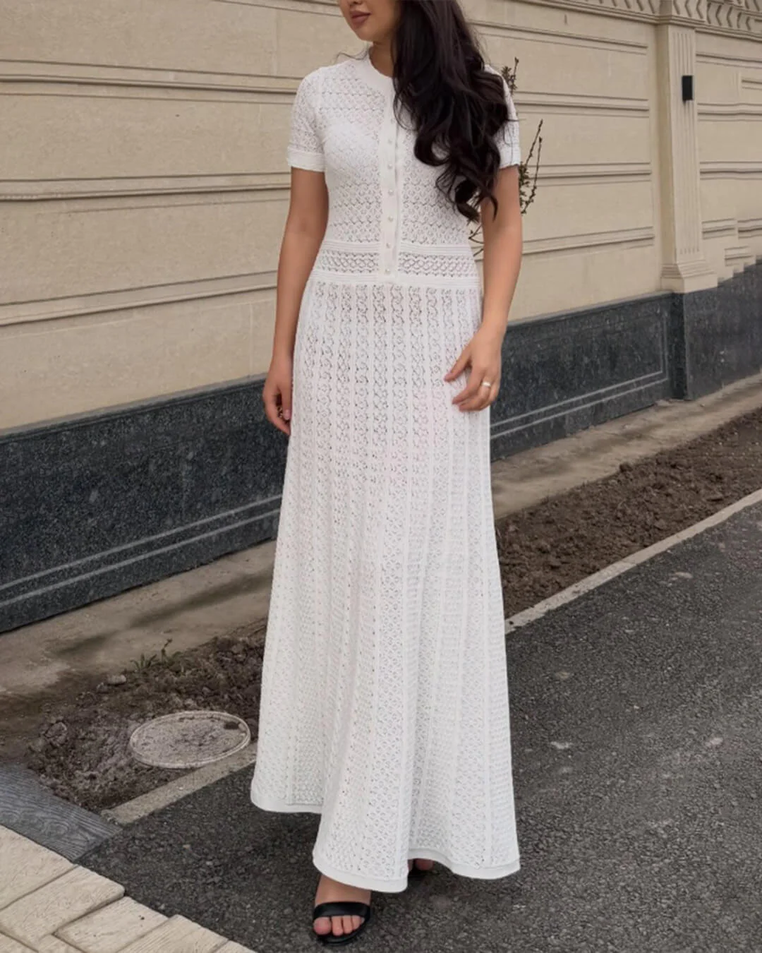 Jeriza Knitted Half-Button Midi Dress - Image 6