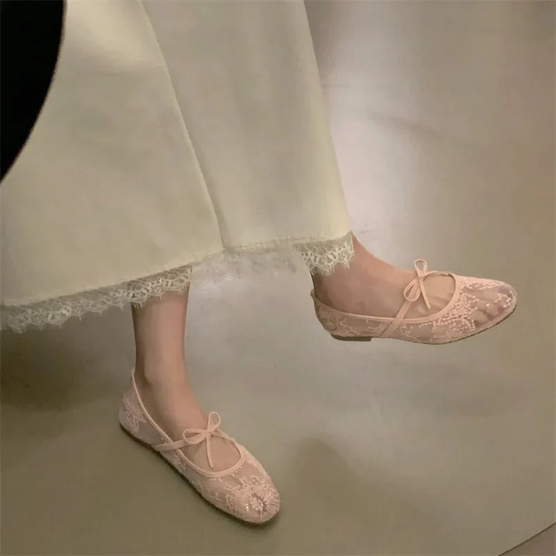 Saskia Embroidered Mesh Ballet Flats - Image 3