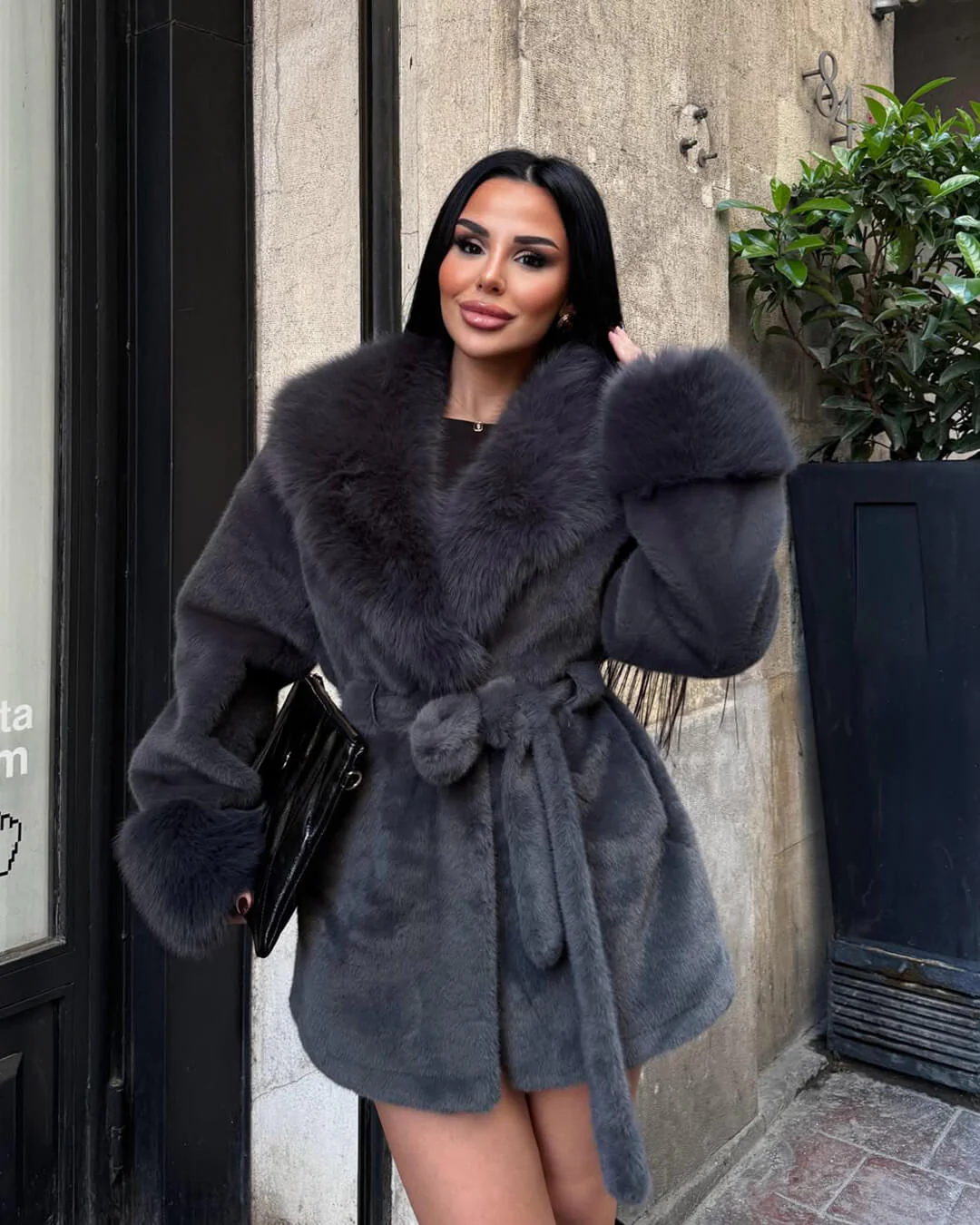 Jessa Faux Fur Trim Coat - Image 17