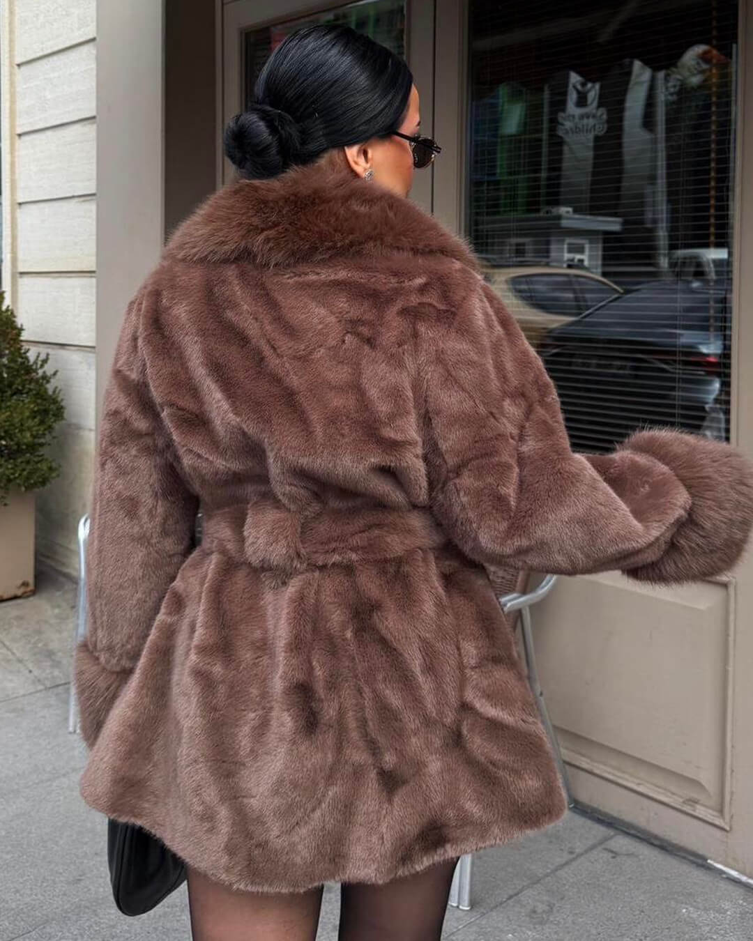 Jessa Faux Fur Trim Coat - Image 3