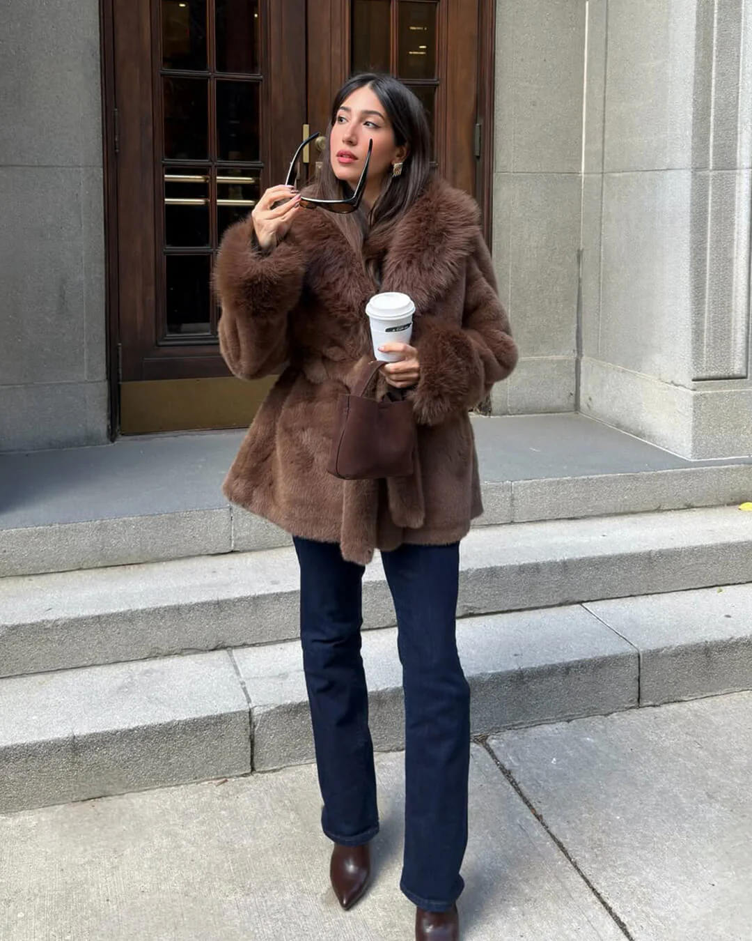 Jessa Faux Fur Trim Coat - Image 4