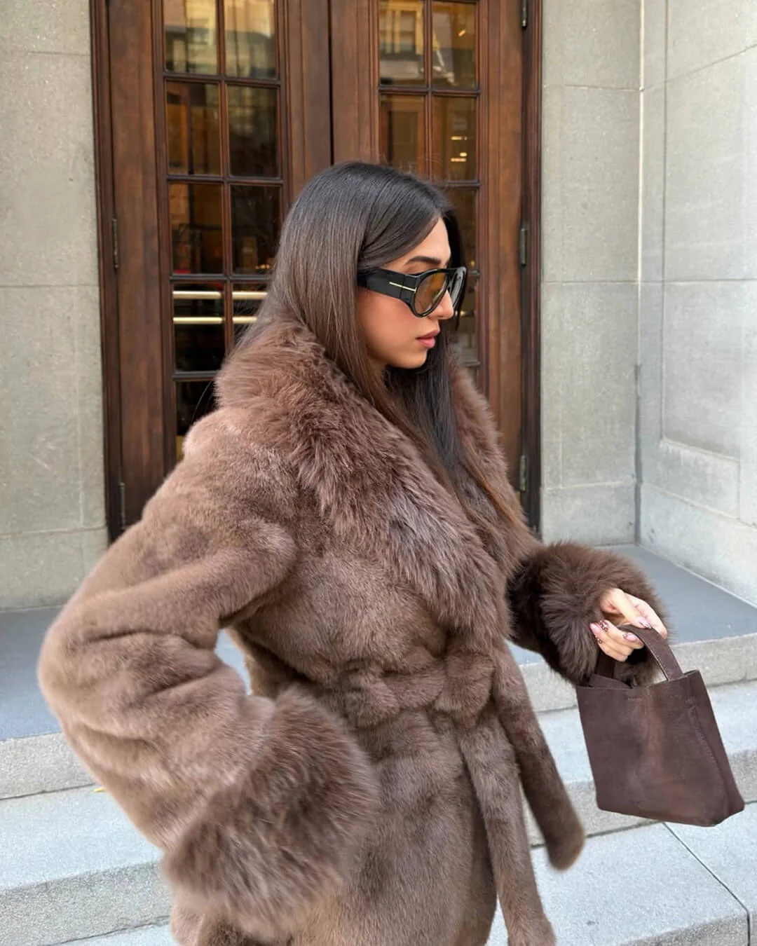 Jessa Faux Fur Trim Coat - Image 7