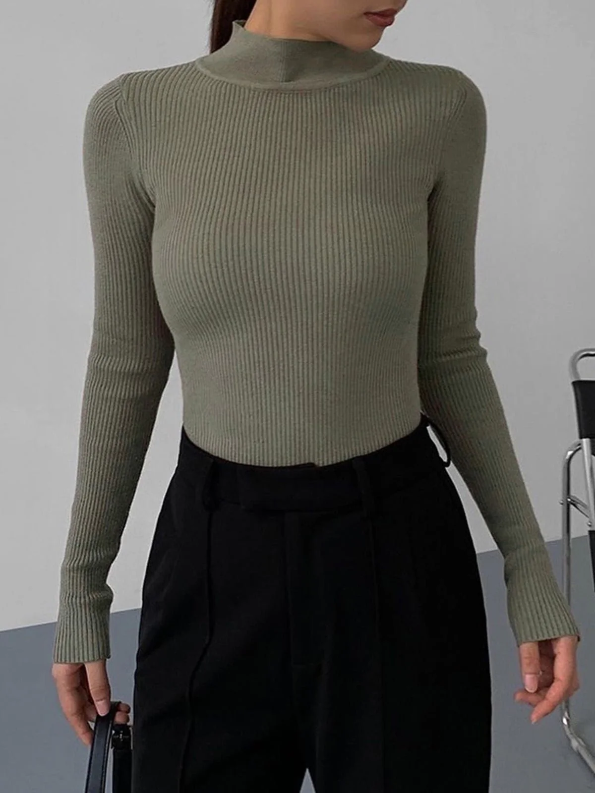Jessa Rib Knit Long Sleeve Shirt - Image 5