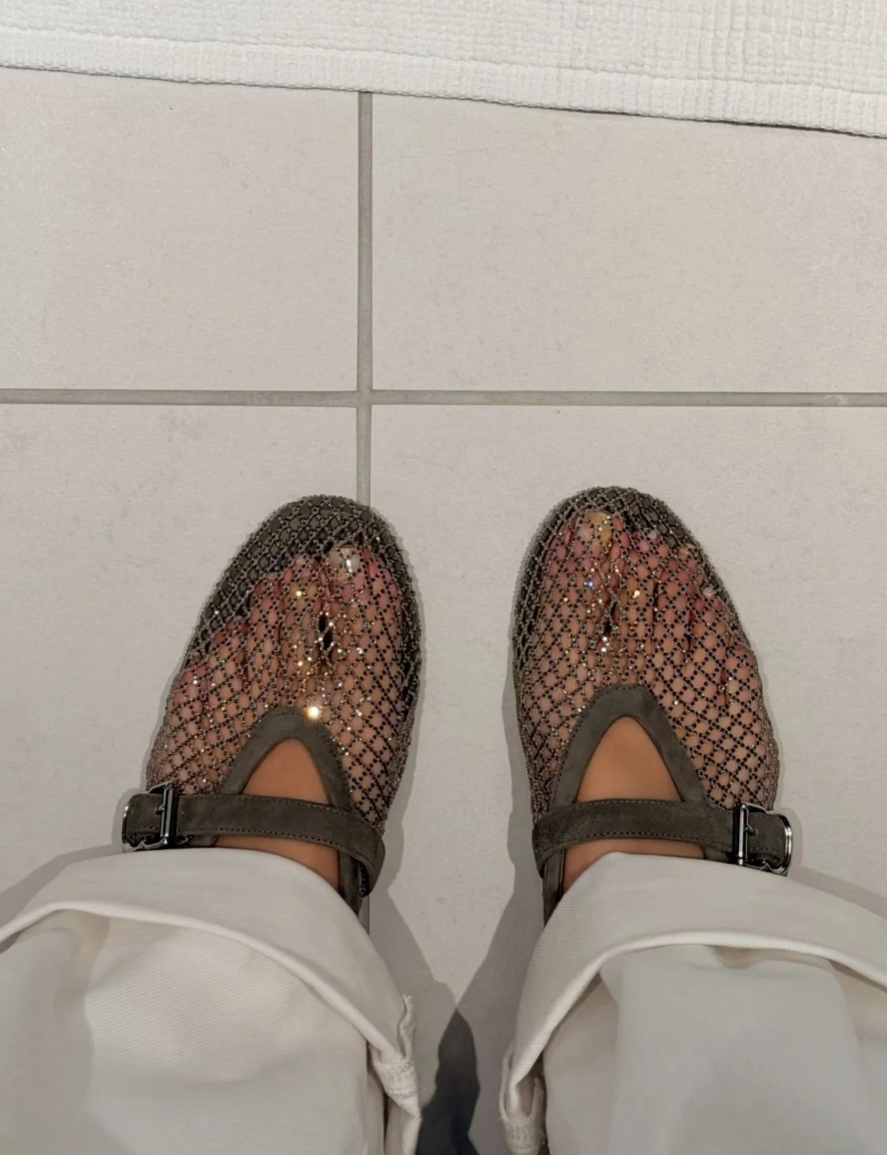 Jessica Rhinestone Mesh Ballet Flats - Image 13