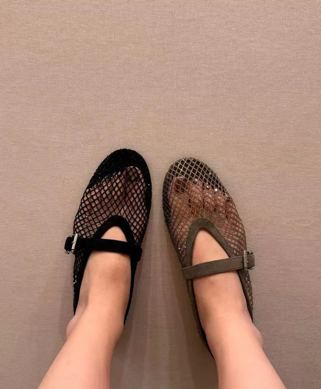 Jessica Rhinestone Mesh Ballet Flats - Image 14