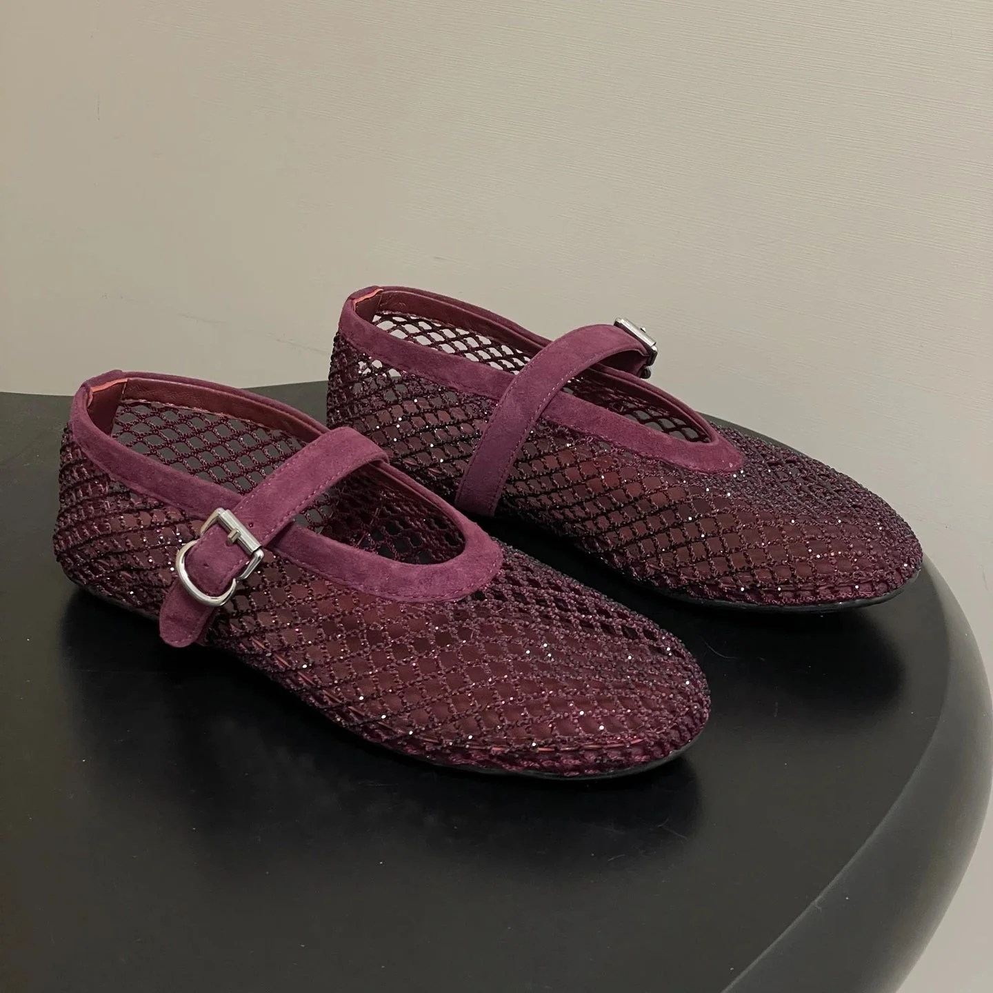 Jessica Rhinestone Mesh Ballet Flats - Image 15