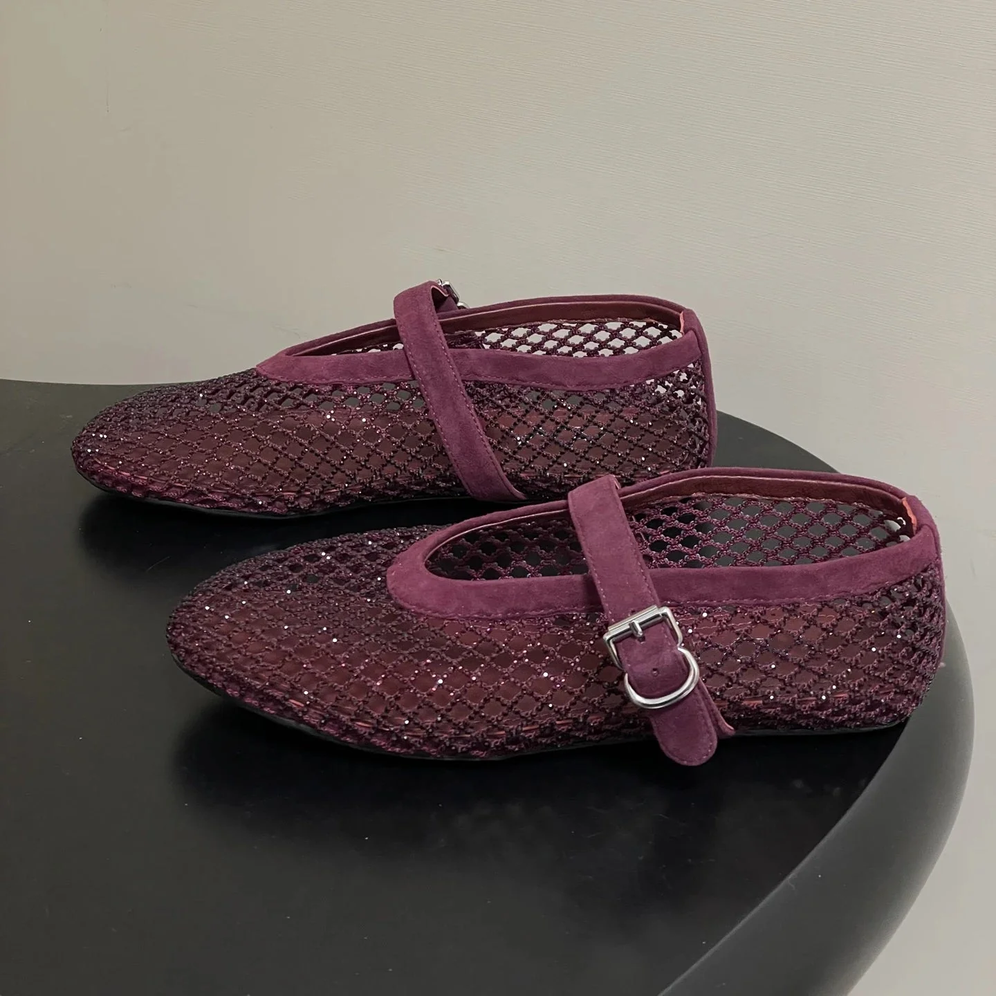 Jessica Rhinestone Mesh Ballet Flats - Image 16